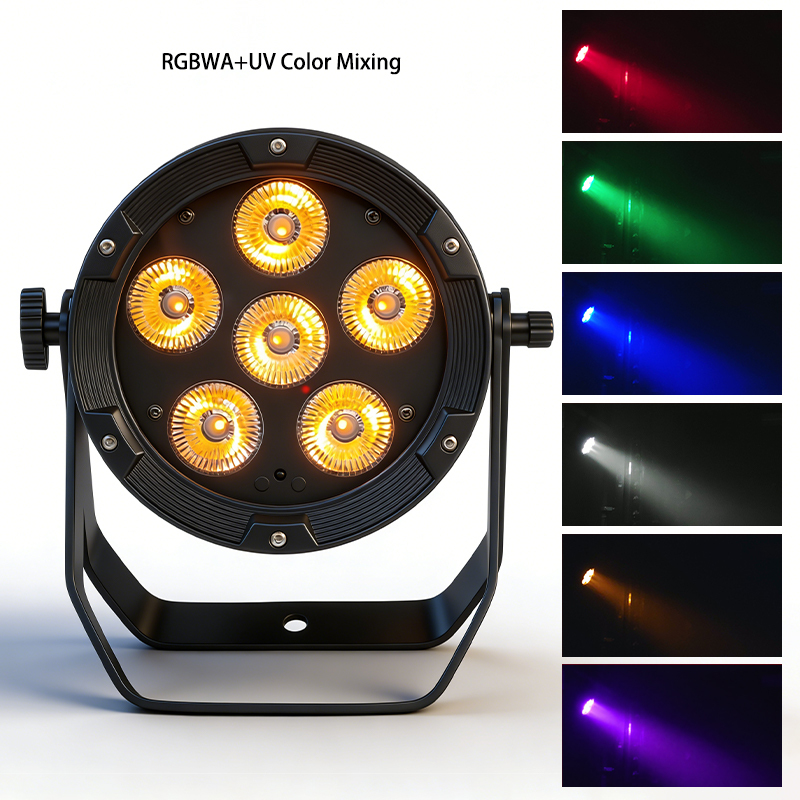 Igracelite 6×18W RGBW UV 6-in-1 IP65 Waterproof Battery Led Par | Wireless DMX Outdoor LED Par Light for Stage, Party & Event Lighting