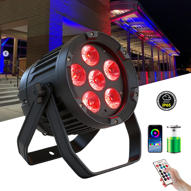 Igracelite 6×18W RGBW UV 6-in-1 IP65 Waterproof Battery Led Par | Wireless DMX Outdoor LED Par Light for Stage, Party & Event Lighting