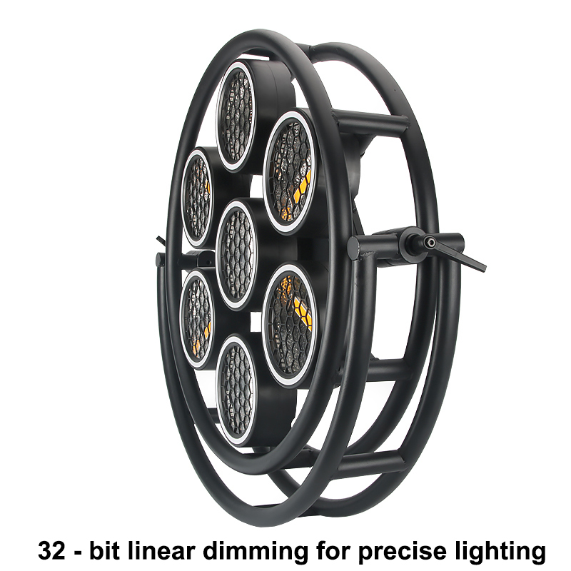 Igracelite  7 -Golden Retro Light LED Halo Stage Lighting Kit with Flashing Background Matrix, Warm White COB Lights for Concert Party Club Bar DJ Events