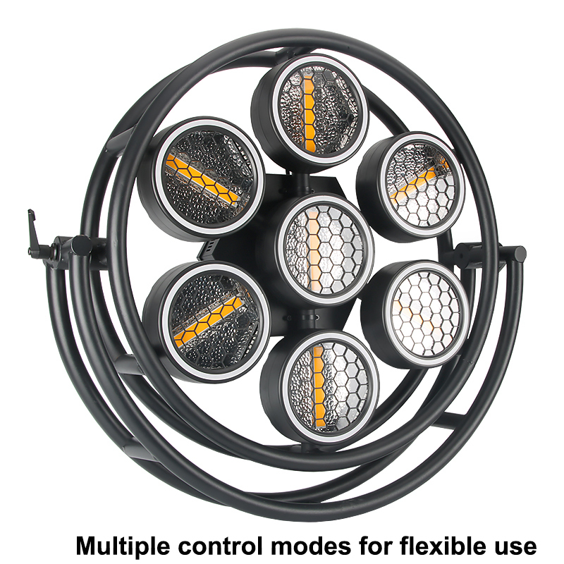 Igracelite 7 -Golden Retro Light LED Halo Stage Lighting Kit with Flashing Background Matrix, Warm White COB Lights for Concert Party Club Bar DJ Events
