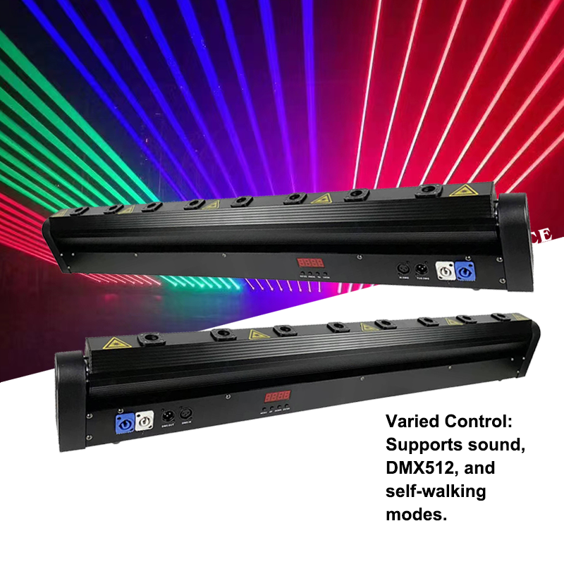 Igracelite Professional 4000mW High Power 8 Eyes Laser Light Projector with DMX512 Sound Control, Precision Stepper Motor Scanning System, 180° Angle Controllable for Indoor Stage Show Bar KTV Club Disco Party Entertainment
