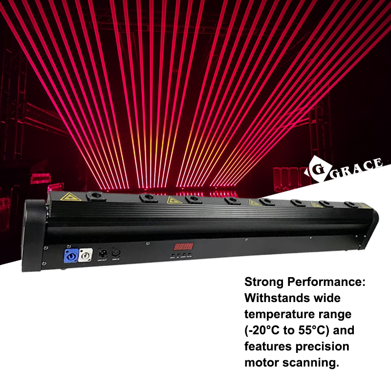 Igracelite Professional 4000mW High Power Red Laser Light Projector with DMX512 Sound Control, Precision Stepper Motor Scanning System, 180° Angle Controllable for Indoor Stage Show Bar KTV Club Disco Party Entertainment