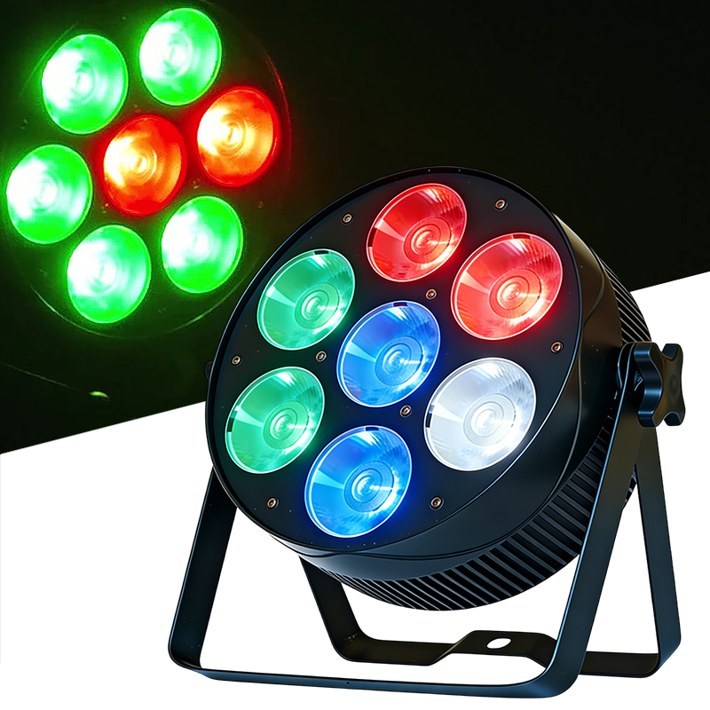 Igracelite 7x50W RGBW COB Par Light DMX512, 350W LED Stage Light with Cool White 6000K Warm White 3000K RGBW 6500K, 0-100% Dimming, 8/32CH Master-Slave for Wedding DJ Event Lighting