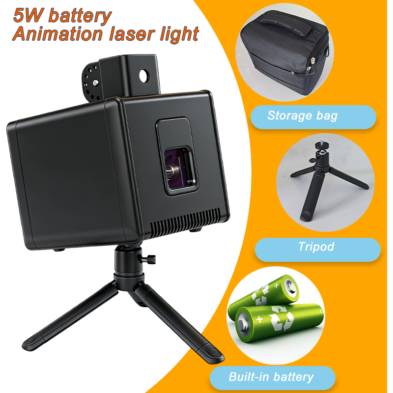Igracelite APP Laser Light Projector, 300MW~5W Wireless RGB Laser Cube with WiFi & Mobile Control, 2H Battery, 240 Built-in Effects, for Indoor Home Party, KTV, Stage Show