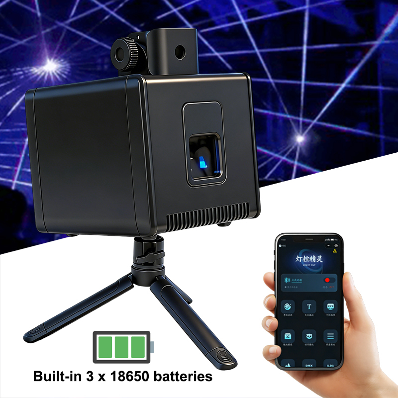 Igracelite APP Laser Light Projector, 300MW~5W Wireless RGB Laser Cube with WiFi & Mobile Control, 2H Battery, 240 Built-in Effects, for Indoor Home Party, KTV, Stage Show