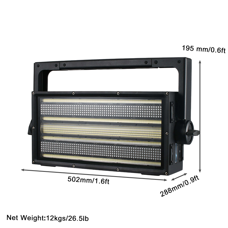 Igracelite IP65 Waterproof 550W RGB LED Strobe Light with DMX512 Control, Color Mixing and Oscillating Effects for Professional DJ, Stage, Party, Club Lighting