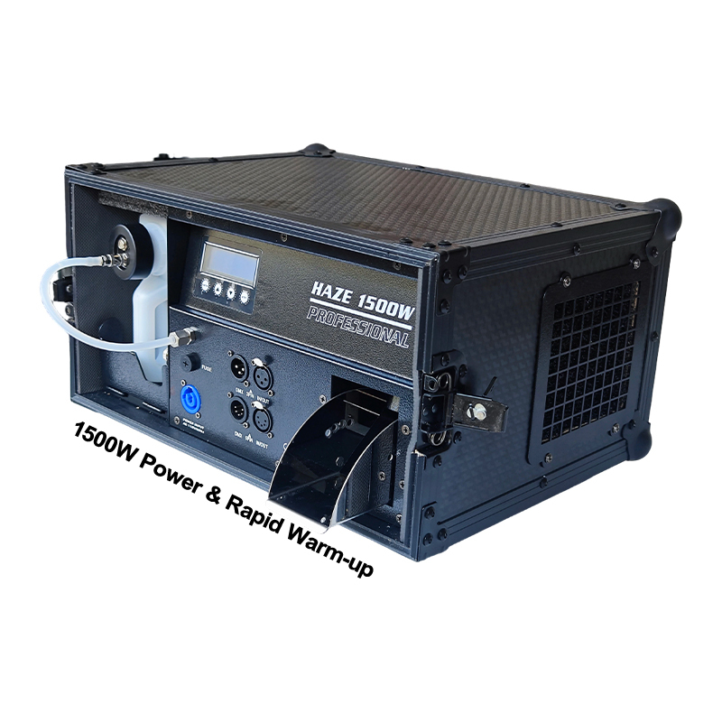 Igracelite Professional 1500W Stage Haze Machine - Quiet Anti-Clogging Hazer with Flight Case, 50000 cuft/min High Smoke Output, 2 DMX Channels, Fast Warm-up 30s, 3L Tank for Theater, Studio, Events