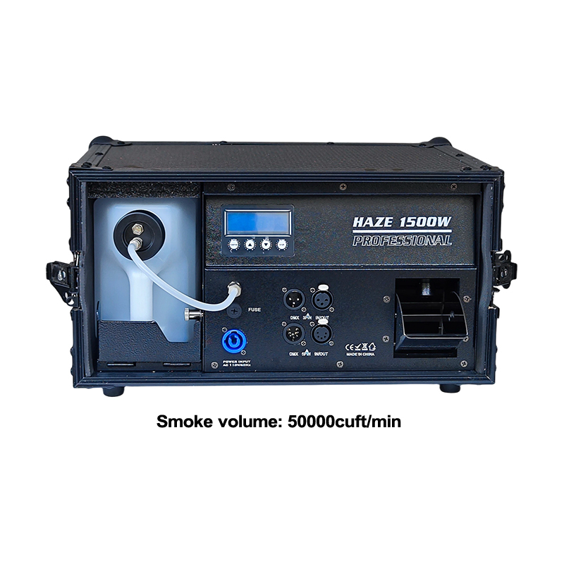 Igracelite Professional 1500W Stage Haze Machine - Quiet Anti-Clogging Hazer with Flight Case, 50000 cuft/min High Smoke Output, 2 DMX Channels, Fast Warm-up 30s, 3L Tank for Theater, Studio, Events