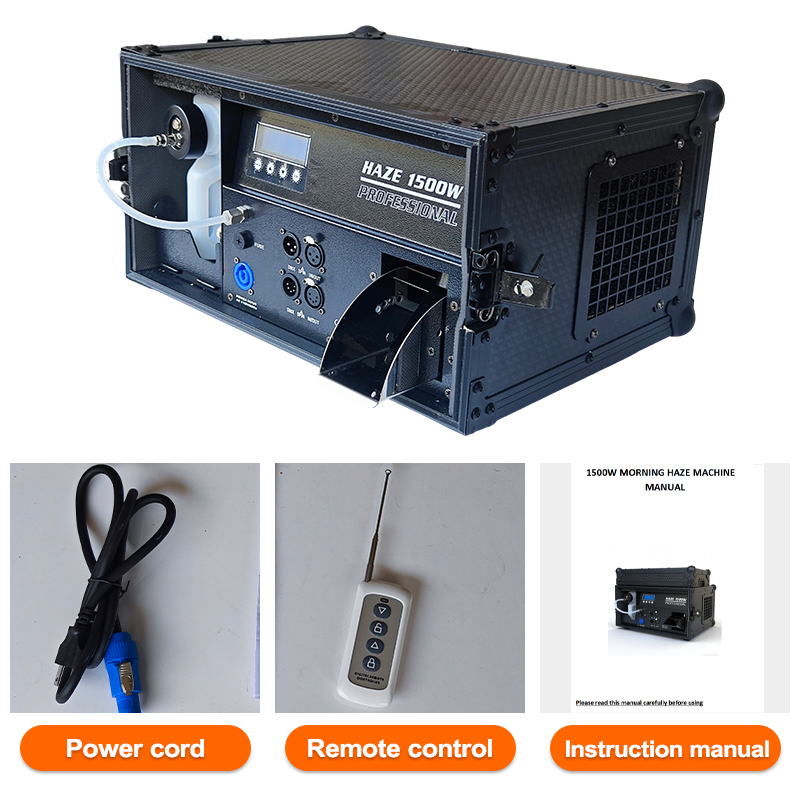 Igracelite Professional 1500W Stage Haze Machine - Quiet Anti-Clogging Hazer with Flight Case, 50000 cuft/min High Smoke Output, 2 DMX Channels, Fast Warm-up 30s, 3L Tank for Theater, Studio, Events