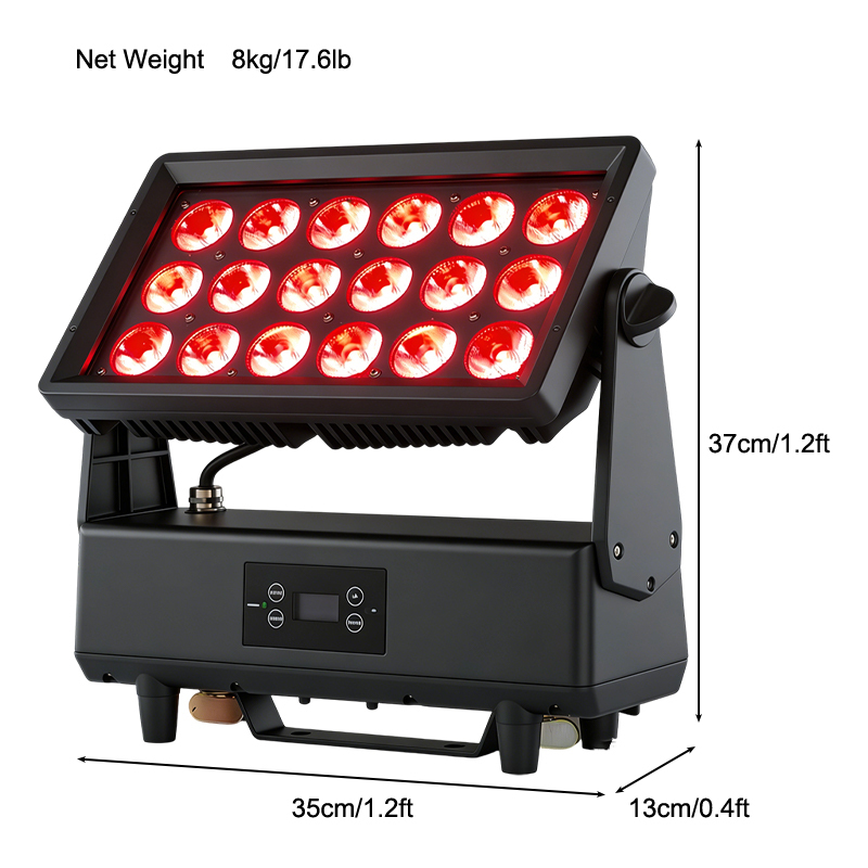 Igracelite 18x12W RGBWA UV 6-in-1 LED Wall Washer Light, IP65 Waterproof Battery Powered Wireless DMX Uplight with 24000mAh Battery, 15° Lens for Stage Events & Parties