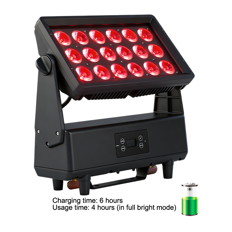 Igracelite 18x12W RGBWA UV 6-in-1 LED Wall Washer Light, IP65 Waterproof Battery Powered Wireless DMX Uplight with 24000mAh Battery, 15° Lens for Stage Events & Parties