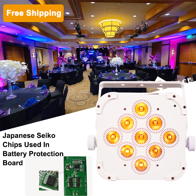 Free Shipping 9*18W Rgbwauv 6in1 Wifi Wireless Dmx Remote Control Battery Powered LED Par