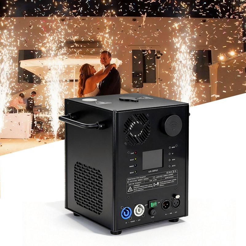 Igracelite 500W DMX512 & Wireless Remote Control Cold Spark Machine, 3 Motors Separation Drive with Auto Cleaning, 1-5m Fountain Height (5 Gears DMX / 3 Gears Remote) for Wedding Party Disco Show
