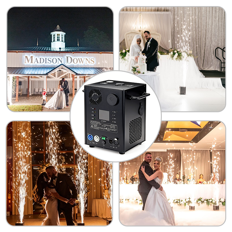 Igracelite 500W DMX512 & Wireless Remote Control Cold Spark Machine, 3 Motors Separation Drive with Auto Cleaning, 1-5m Fountain Height (5 Gears DMX / 3 Gears Remote) for Wedding Party Disco Show