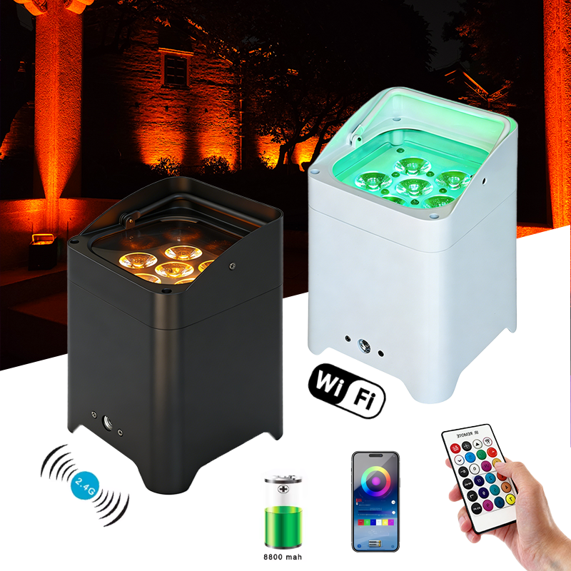 Igracelite 6 *18W 6in1 rgbwauv  wireless battery  remote control uplight