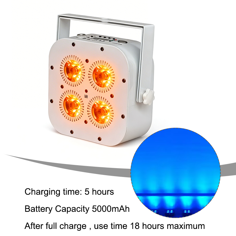 Igracelite 4x18W RGBWA+UV 6-in-1 Battery Operated Light, Wireless LED Par Uplight with Mobile App & IR Control, 5000mAh Rechargeable Portable Stage Lighting for Wedding Event Party, Stainless Steel