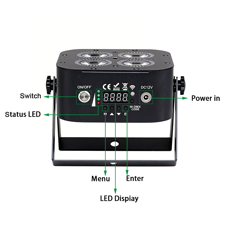 Igracelite 4x18W RGBWA+UV 6-in-1 Battery Operated Light, Wireless LED Par Uplight with Mobile App & IR Control, 5000mAh Rechargeable Portable Stage Lighting for Wedding Event Party, Stainless Steel