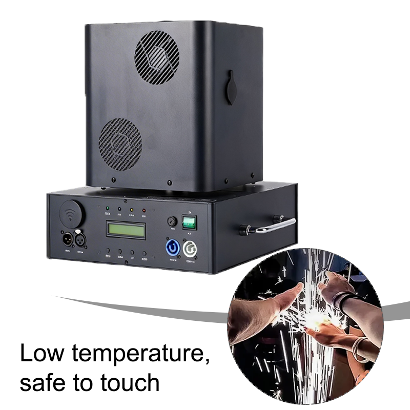 Igracelite 1250W Dual Head Rotating Cold Spark Machine, 360° Spin Stage Effect Sparkler, 1-5m Height Thick Spray, DMX512 & Remote Control with Auto Cleaning, 7 Motors Pro Spark Fountain for Wedding, Party and Events