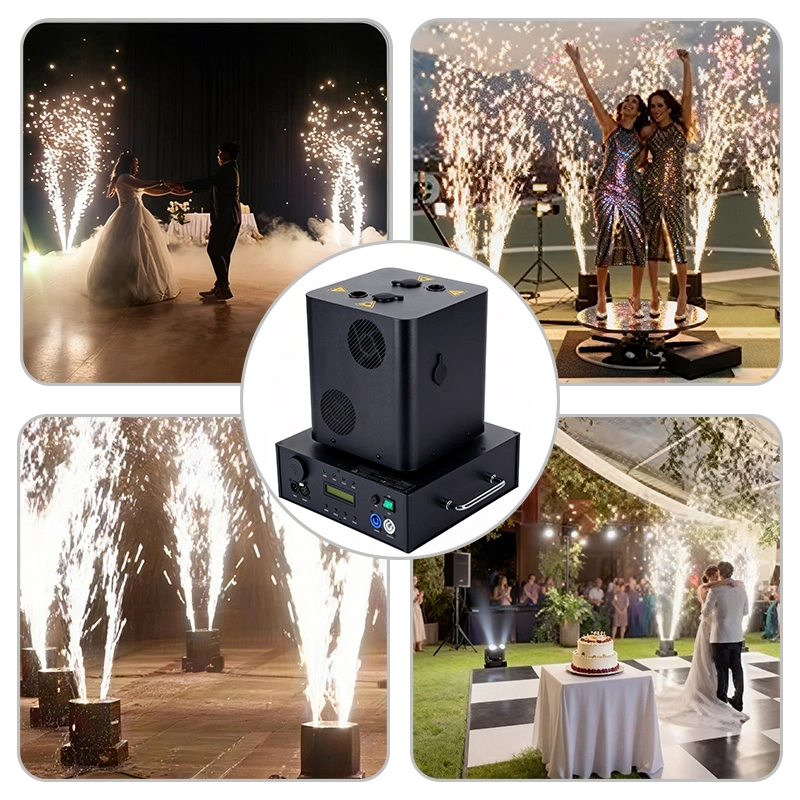 Igracelite 1250W Dual Head Rotating Cold Spark Machine, 360° Spin