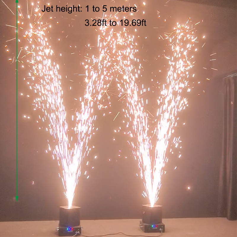 Igracelite 1250W Dual Head Rotating Cold Spark Machine, 360° Spin Stage Effect Sparkler, 1-5m Height Thick Spray, DMX512 & Remote Control with Auto Cleaning, 7 Motors Pro Spark Fountain for Wedding, Party and Events