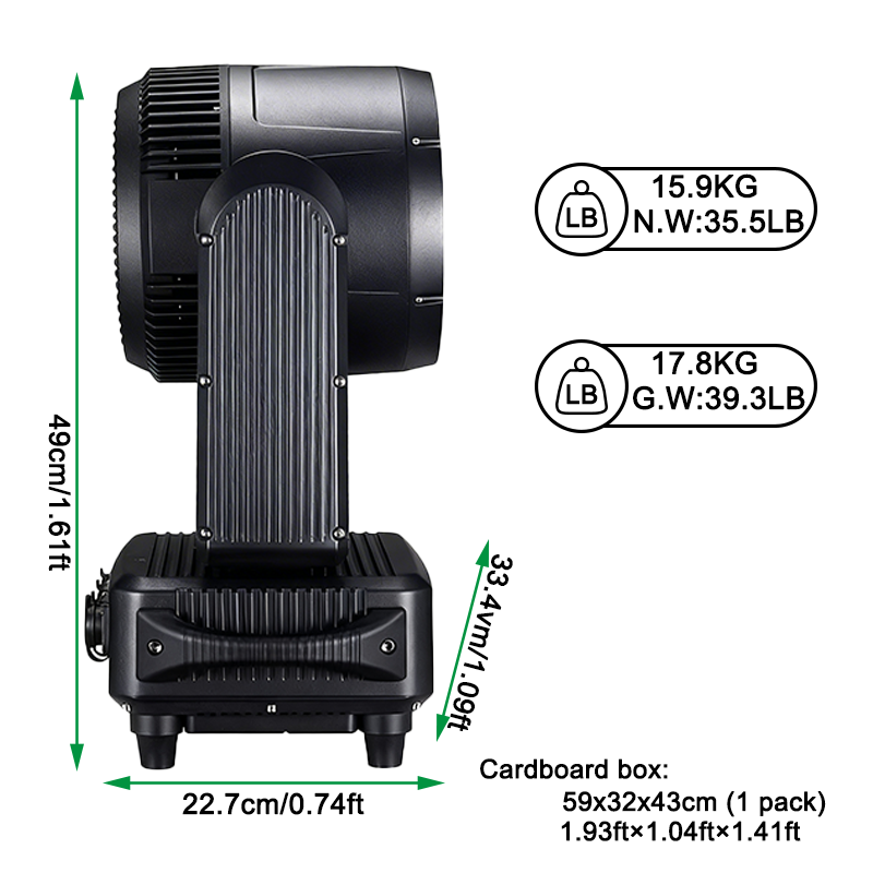 Igracelite LED Bee Eye Moving Head Light 7x60W RGBW 4-in-1 IP65 Waterproof Stage Light, 4°-55° Zoom, 360° Rotating Lens Kaleidoscope FX, Full Pixel Control & Linear CTO, DMX512 ArtNet for Outdoor Concert Events