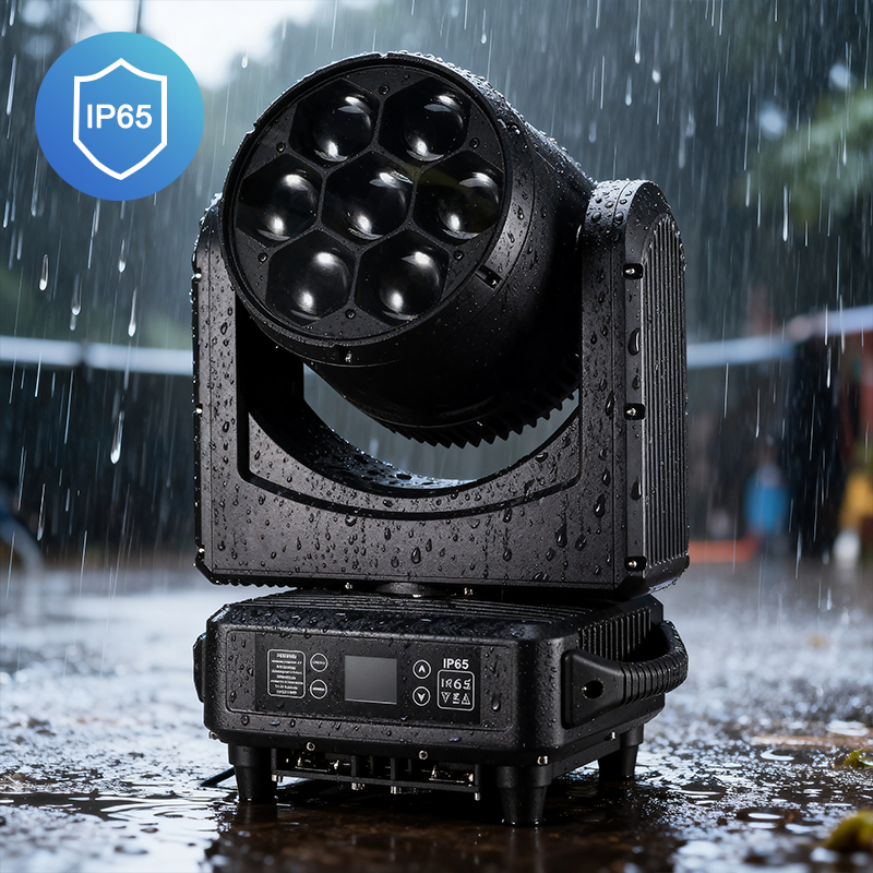 Igracelite LED Bee Eye Moving Head Light 7x60W RGBW 4-in-1 IP65 Waterproof Stage Light, 4°-55° Zoom, 360° Rotating Lens Kaleidoscope FX, Full Pixel Control & Linear CTO, DMX512 ArtNet for Outdoor Concert Events