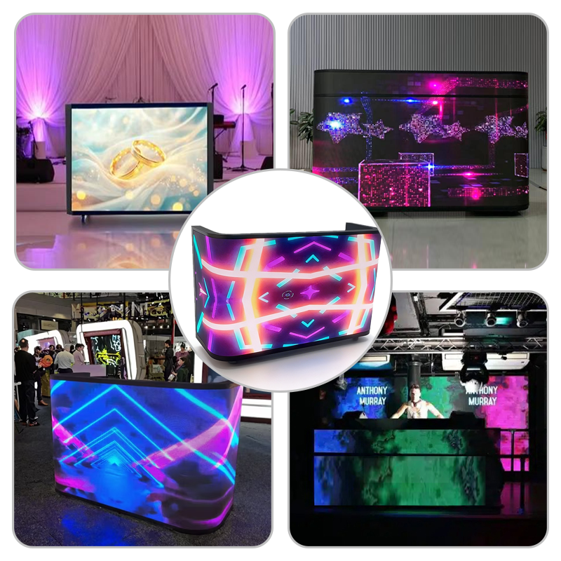 Igracelite P2.5 Indoor DJ Booth LED Display Screen: 3840Hz High Refresh Portable Video Wall for Nightclub, Mobile Front Desk Screen with Wheels & Storage, Full Color Stage Display for Wedding & Event
