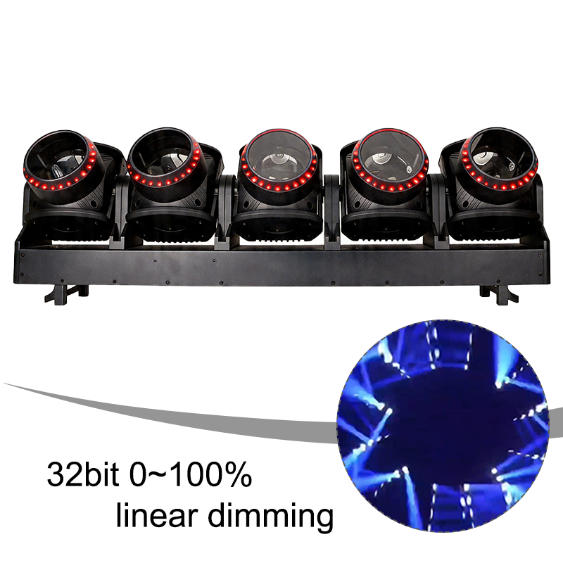Igracelite 800W 5x120W LED Moving Head Light RGB Lemon Yellow Linear Beam Wash with 120 RGB Halo Ring Effect DMX512 RDM Professional Stage Lighting for DJ Disco Event Club Concert