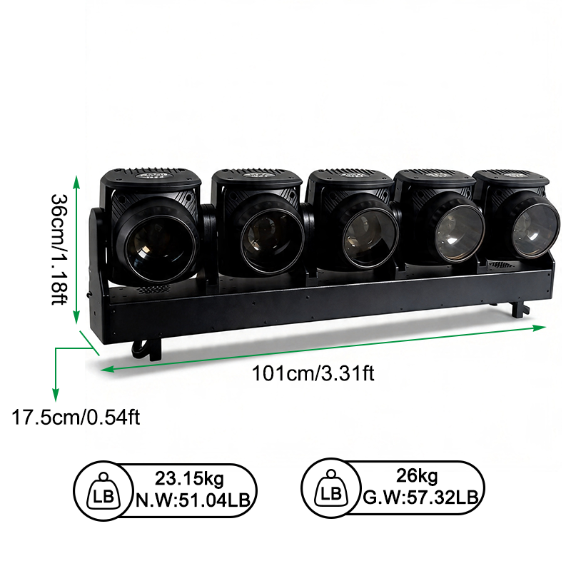 Igracelite 800W 5x120W LED Moving Head Light RGB Lemon Yellow Linear Beam Wash with 120 RGB Halo Ring Effect DMX512 RDM Professional Stage Lighting for DJ Disco Event Club Concert