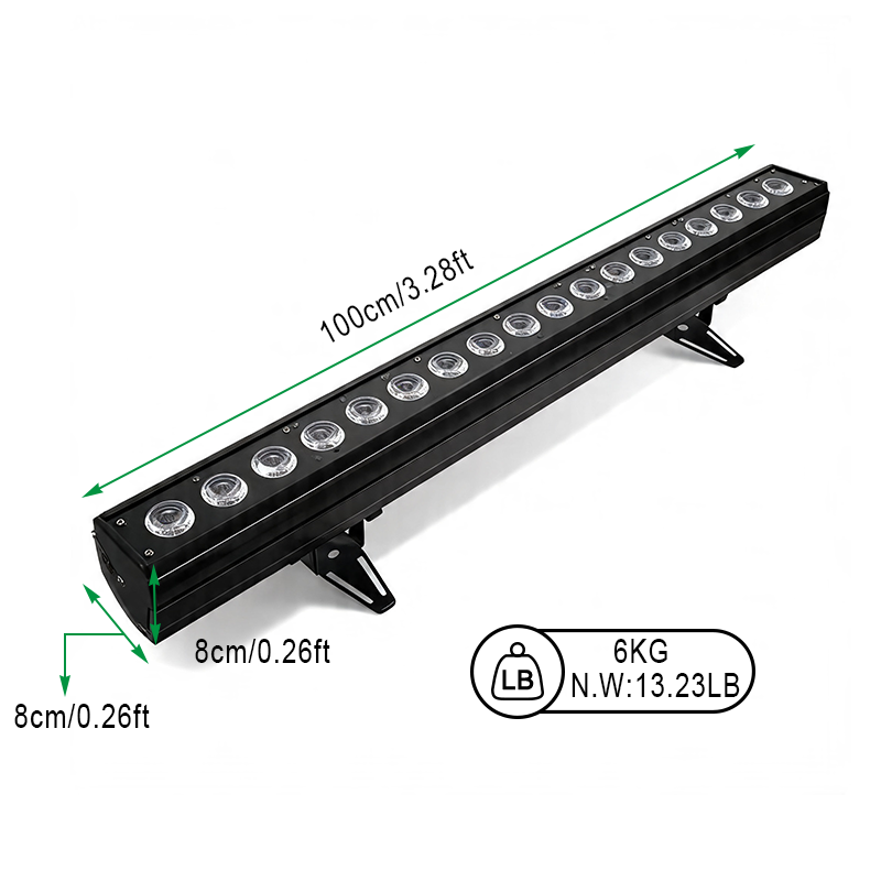 18*18w RGBWAUV 6in1 Battery Remote Led Bar Wash