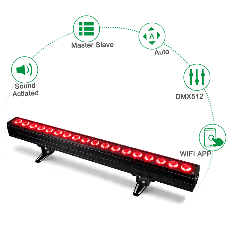 18*18w RGBWAUV 6in1 Battery Remote Led Bar Wash