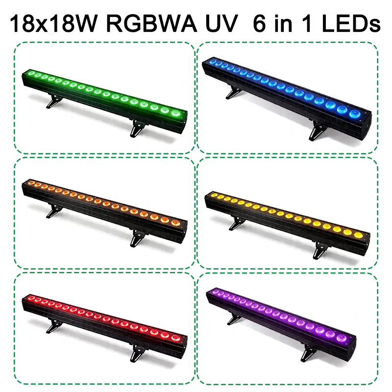 18*18w RGBWAUV 6in1 Battery Remote Led Bar Wash