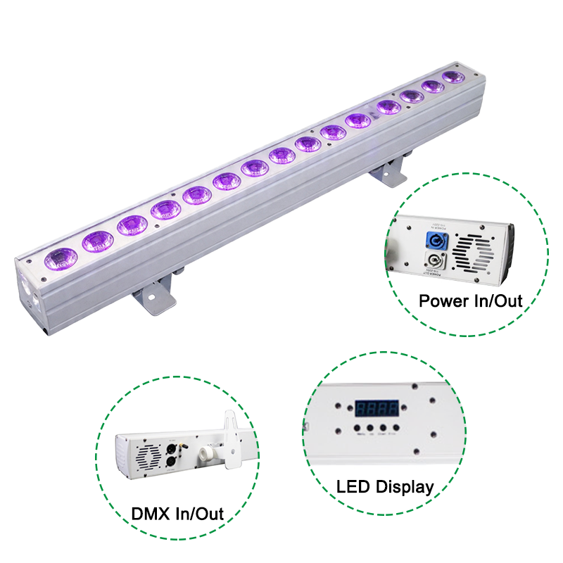 18*18w RGBWAUV 6in1 Battery Remote Led Bar Wash