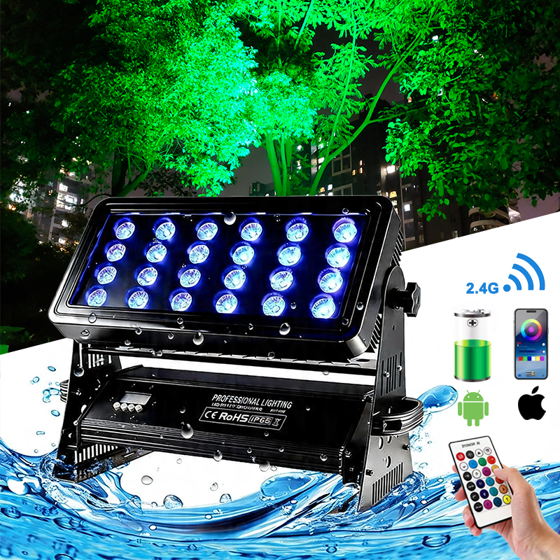 Igracelite 24pcs*18w 6in1 waterproof  wireless dmx battery party led city color light