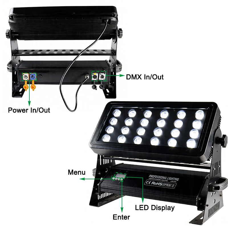 Igracelite 24pcs*18w 6in1 waterproof  wireless dmx battery party led city color light