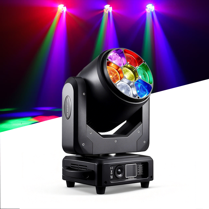 Igracelite 7x60W RGBW 4-in-1 LED Bee Eye Moving Head Light, 4°-60° Motorized Zoom, Single Point Pixel Mapping Control, Honeycomb Effect DMX Stage Lighting for DJ Disco Club Professional Events