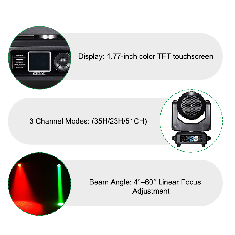 Igracelite 7x60W RGBW 4-in-1 LED Bee Eye Moving Head Light, 4°-60° Motorized Zoom, Single Point Pixel Mapping Control, Honeycomb Effect DMX Stage Lighting for DJ Disco Club Professional Events