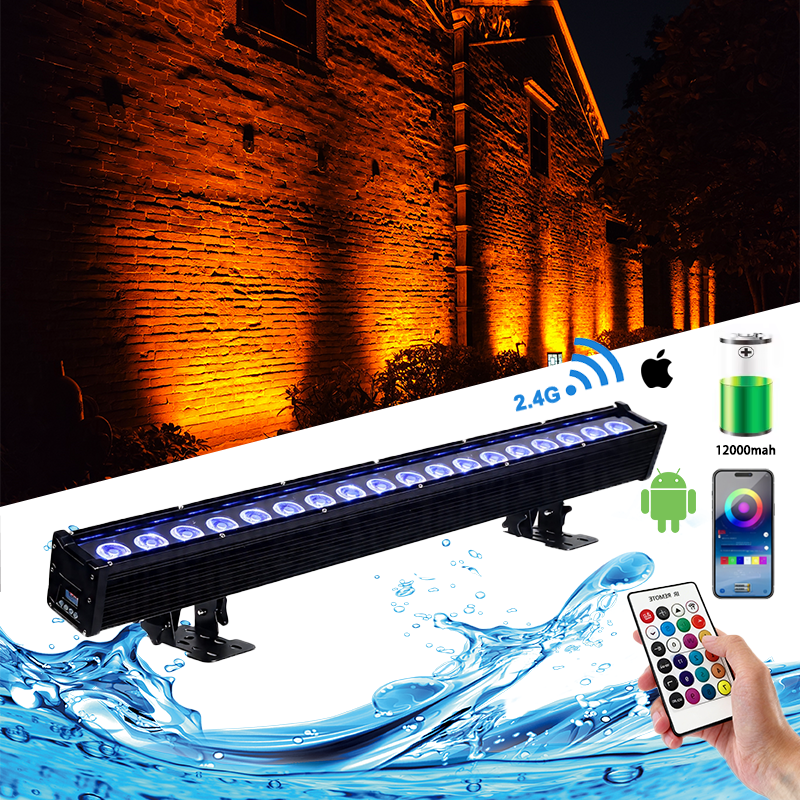 Igracelite 2pcs 18 leds rgbAuv  bar waterproof battery wireless dmx slim light bar