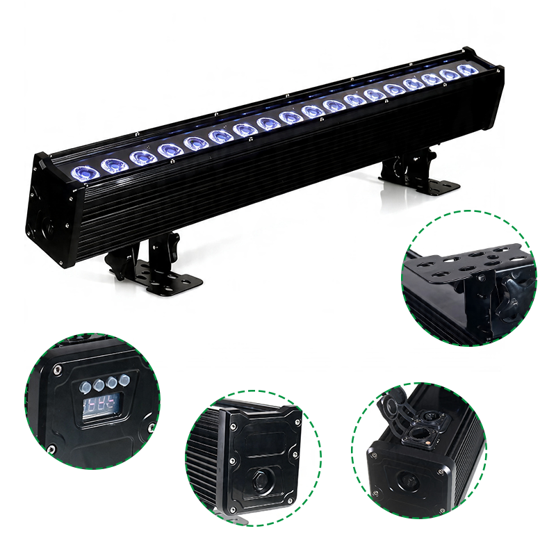 Igracelite 2pcs 18 leds rgbAuv  bar waterproof battery wireless dmx slim light bar