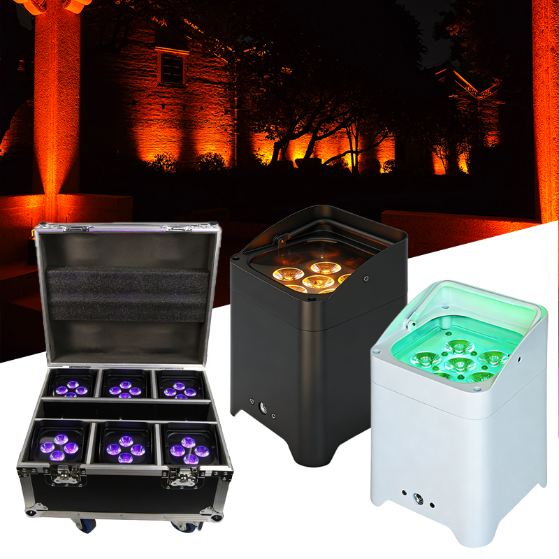 6pcs 6*18w rgbAuV Wireless led uplights with a flightcase