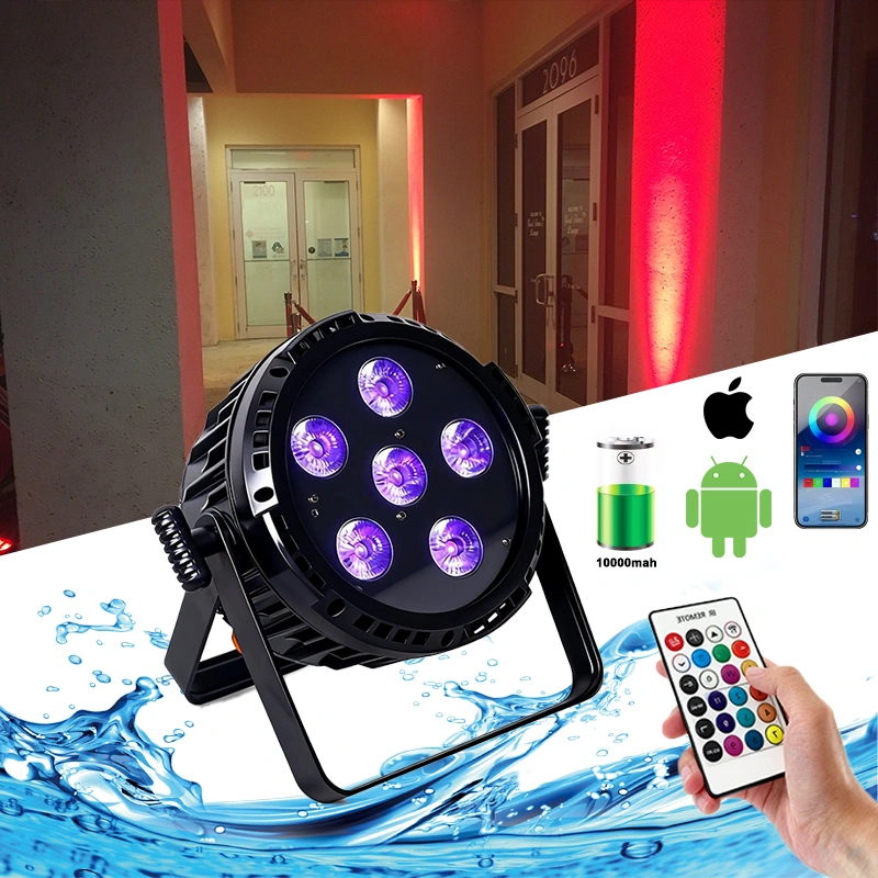 6LEDs IP65 waterproof battery powered wireless dmx wifi outdoor