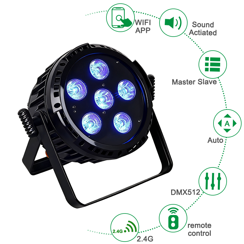 6LEDs IP65 waterproof battery powered  wireless dmx wifi outdoor led par