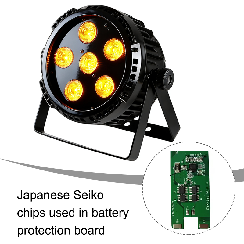 6LEDs IP65 waterproof battery powered  wireless dmx wifi outdoor led par