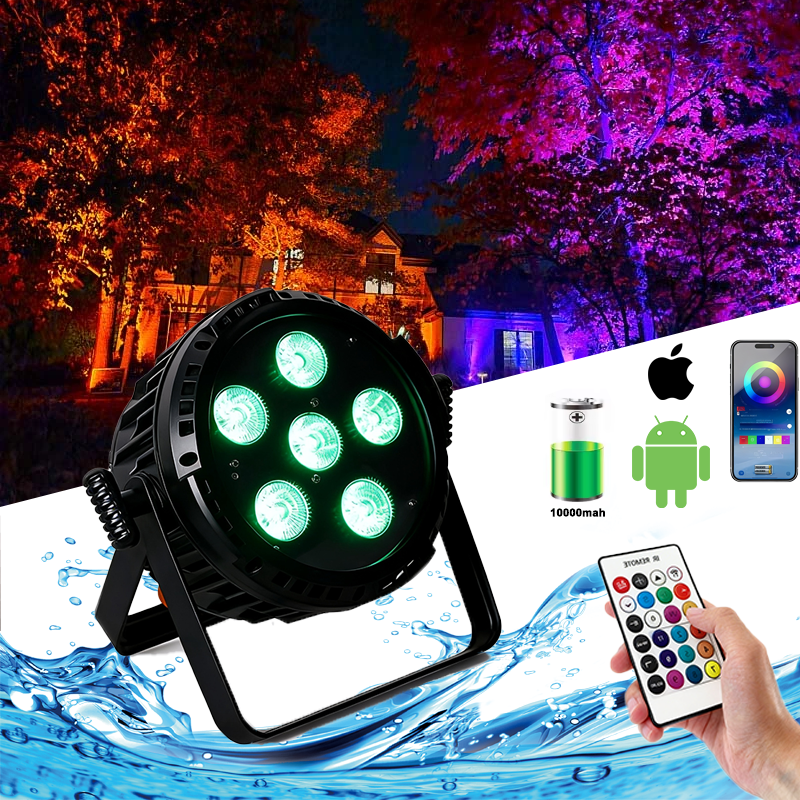 Igracelite 6*18W 6in1 rgbwauv wireless waterproof led par lights