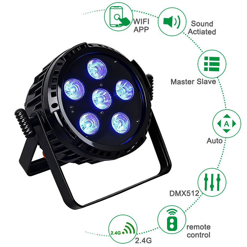 Igracelite 6*18W 6in1 rgbwauv wireless waterproof led par lights