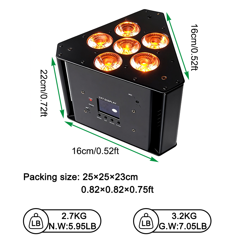 Igracelite 6*18w wireless triangle battery powered led uplights