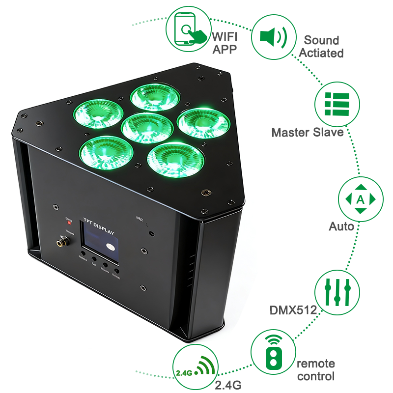 Igracelite 6*18w wireless triangle battery powered led uplights