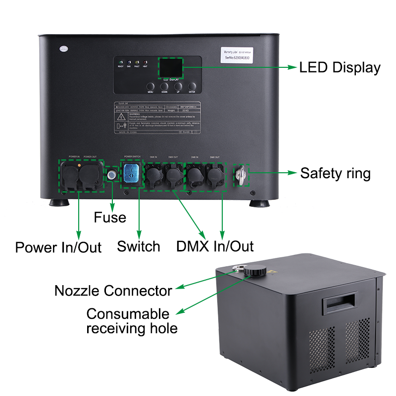 Igracelite 740W Outdoor 10m Jet Stage Effects Cold Spark Machine