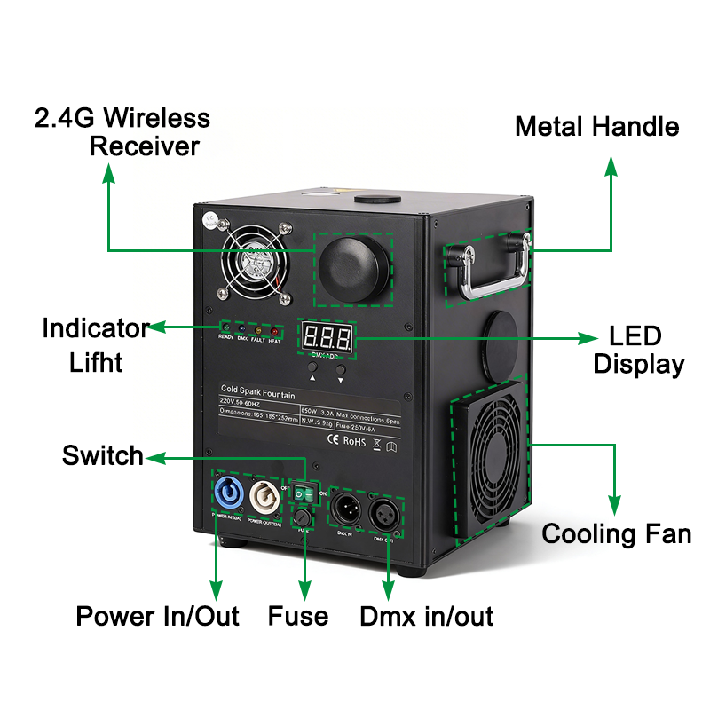 Igracelite 650W cold spark fountain machine
