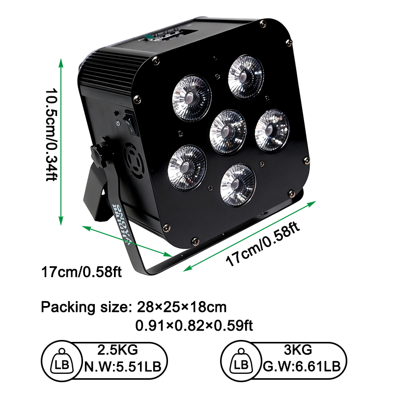 Igracelite 6*18W RGBWAUv 6in1 WiFi wireless DMX battery led par light